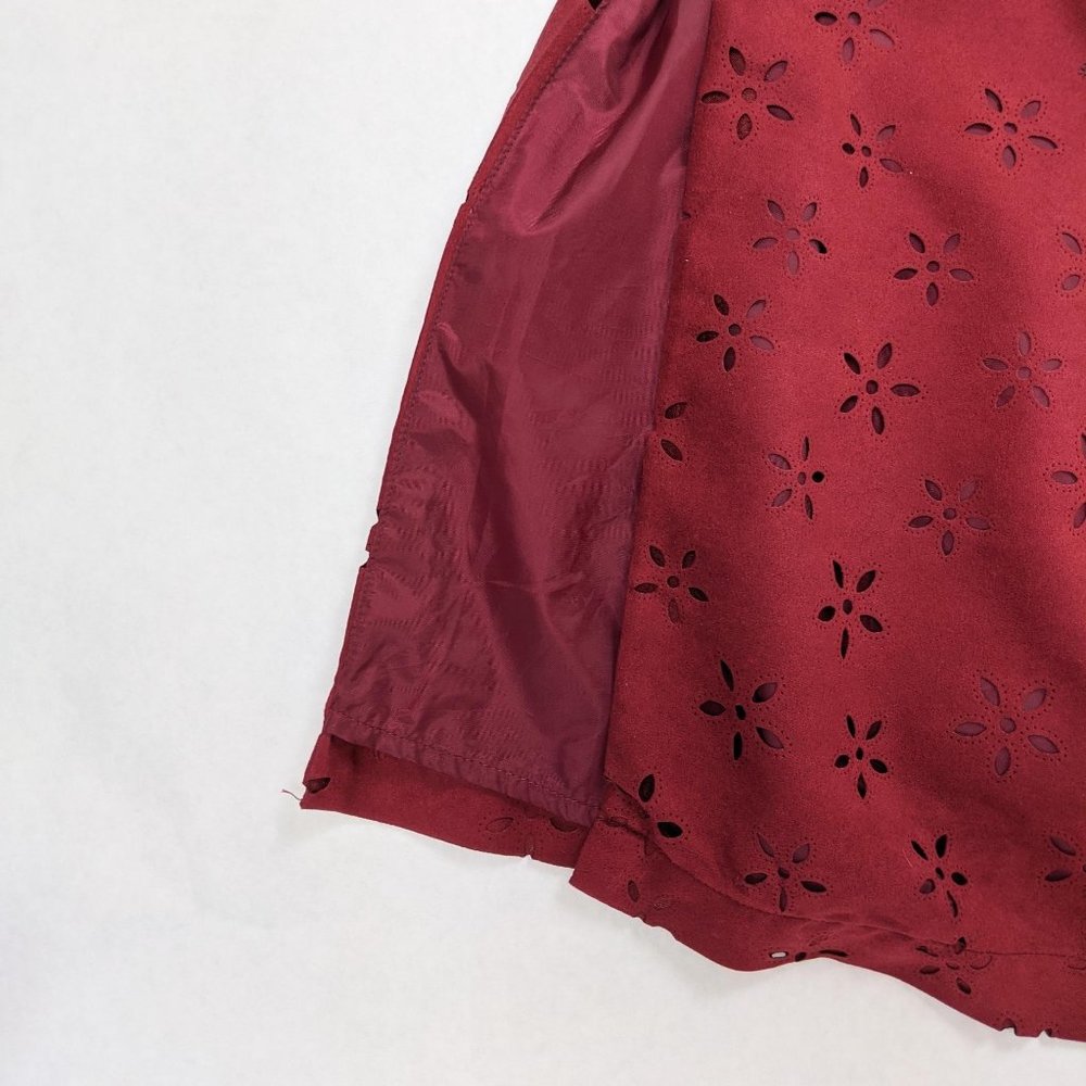 Coldwater Creek Red Floral Eyelet Slit Skirt 2X - Picture 5 of 6